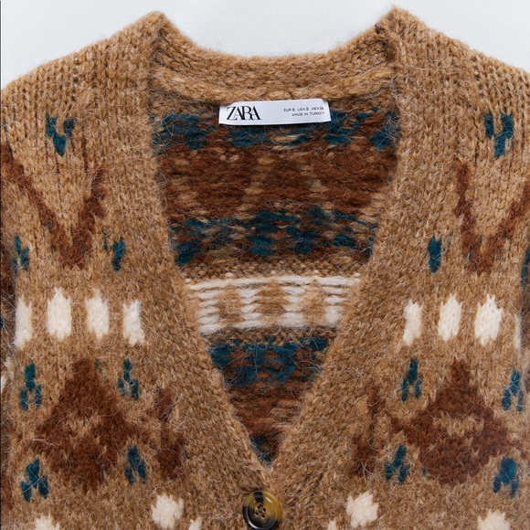 ZARA KNIT JACQUARD CARDIGAN - Picture 3 of 11